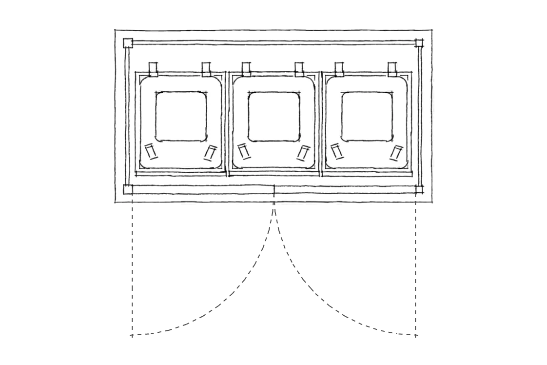 Triple wheelie bin store plan