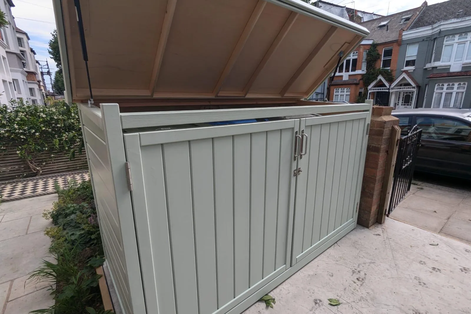 Open lid Binstore Zinc grey