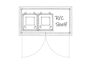 Triple wheelie bin store with recycling boxes shelf plan