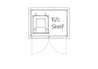 Double wheelie bin store with recycling boxes shelf plan